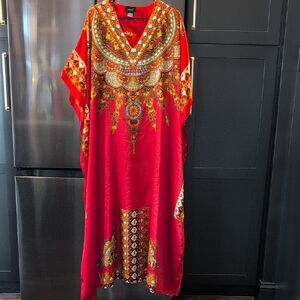 Ashro Red Ethnic African American Pride Inspired Goddess MuMu Long Caftan Dress